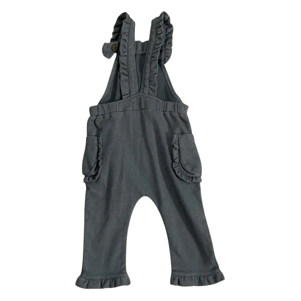 Milkbarn Ruffle Overalls made from organic denim‎ size 12-18 mo